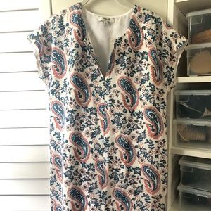 Madewell Blue and Pink Paisley Silk Tunic Dress